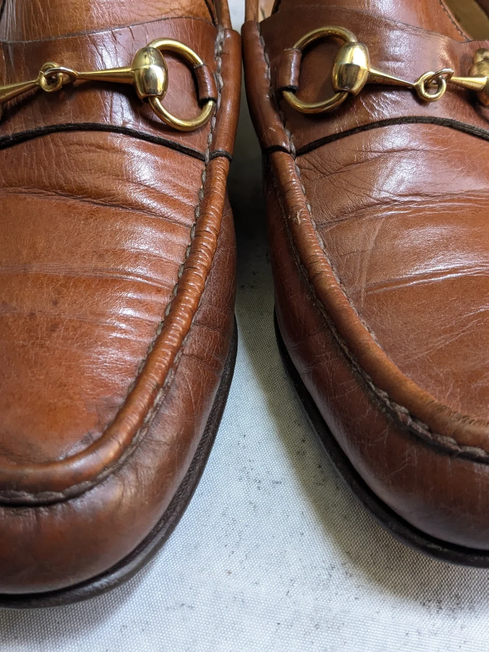 Gucci Brown Leather Horsebit Loafers - Men 9 S Narrow Slip Ons Vintage Italy